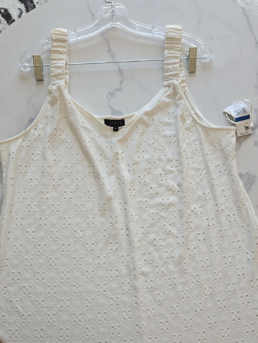 1.STATE Womens Eyelet Maxi Dress Cover-Up Resortwear Beachy Ivory Size XL NWT